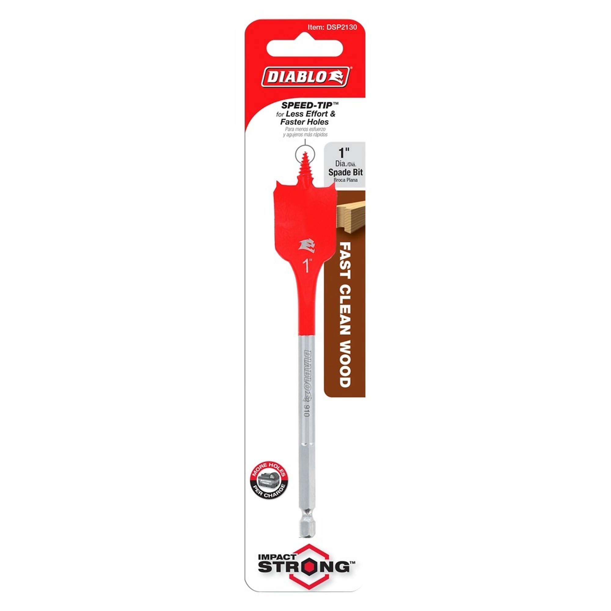Diablo Tools, 1x6 Spade Bit, Included (qty.) 1 Model# DSP2130
